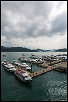 Tour boats, Shueishe Pier. Sun Moon Lake, Taiwan (color)