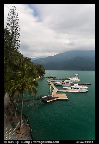 Promenade and boat pier. Sun Moon Lake, Taiwan (color)