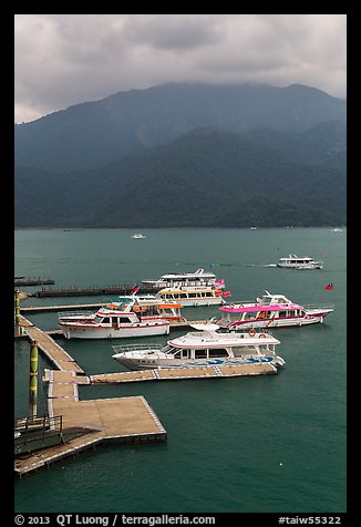 Tour boats. Sun Moon Lake, Taiwan (color)