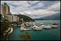 Shueishe Village waterfront and pier. Sun Moon Lake, Taiwan (color)