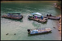 Boats and fishermen. Sun Moon Lake, Taiwan (color)