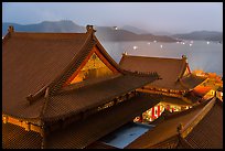 Wen Wu temple at dusk overlooking lake. Sun Moon Lake, Taiwan ( color)