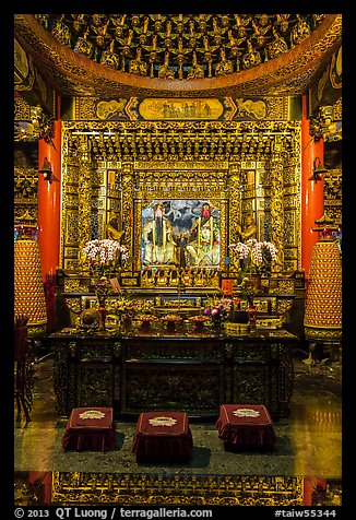 Altar in main hall, Wen Wu temple. Sun Moon Lake, Taiwan (color)