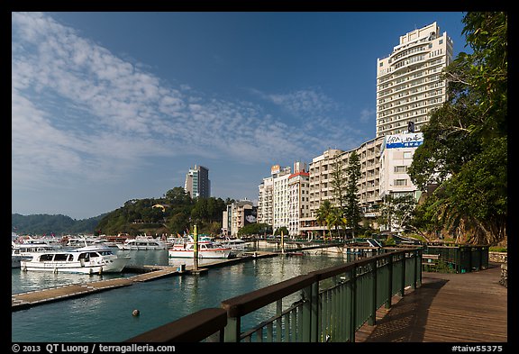 Harbor and waterfront, Sun Moon Lake Village. Sun Moon Lake, Taiwan (color)