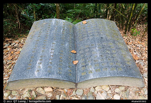 Giant book sculpture. Sun Moon Lake, Taiwan (color)