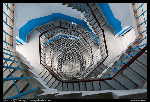 Staircase inside Tsen Pagoda tower. Sun Moon Lake, Taiwan (color)