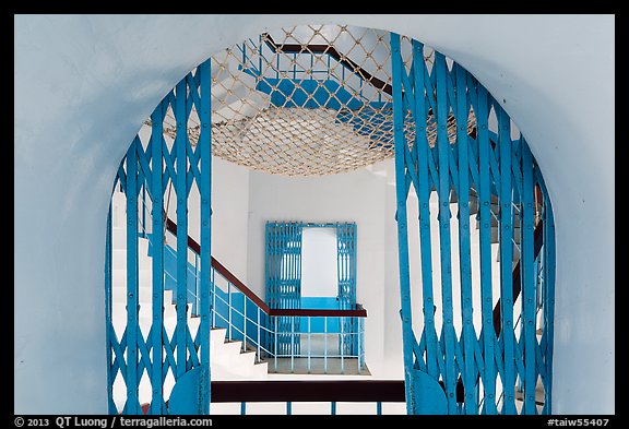 Tsen Pagoda staircase seen through door. Sun Moon Lake, Taiwan (color)