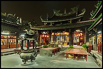 Courtyard, Tienhou (Matzu) Taoist Temple at night. Lukang, Taiwan (color)