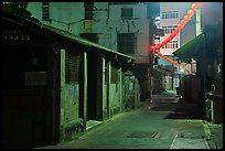 Old houses and lanterns on Chinseng Lane at night. Lukang, Taiwan (color)