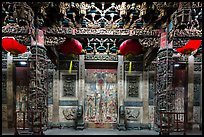 Facade of Matsu temple with closed doors at night. Lukang, Taiwan ( color)