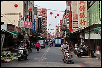 Street with paper lanterns. Lukang, Taiwan (color)