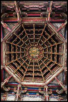 Brackets, beams, plafond ceiling, Longshan Temple. Lukang, Taiwan (color)