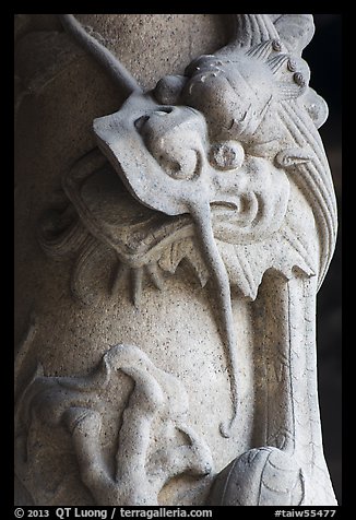 Detail of carved dragon, Longshan Temple. Lukang, Taiwan (color)