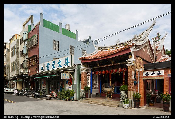 Street with small temple. Lukang, Taiwan