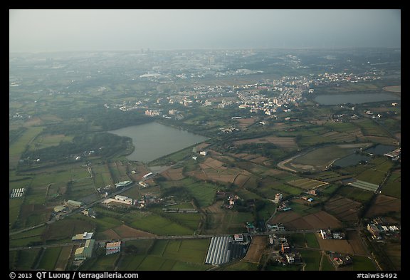 Aerial view of developped countryside. Taiwan (color)