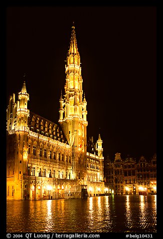 Town hall, Grand Place, night. Brussels, Belgium