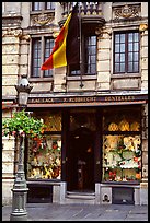 Lace store with Belgian flag, Grand Place. Brussels, Belgium