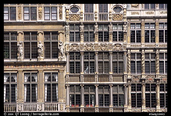 Detail of guild house facades. Brussels, Belgium (color)