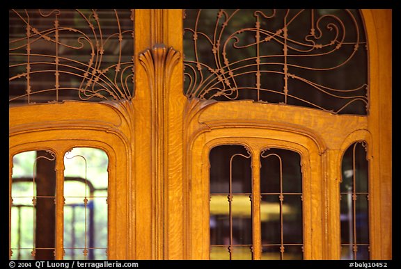 Detail of Art Nouveau door of Hotel Solvay. Brussels, Belgium (color)