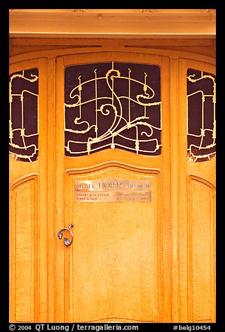 Door of Horta Museum in Art Nouveau style. Brussels, Belgium