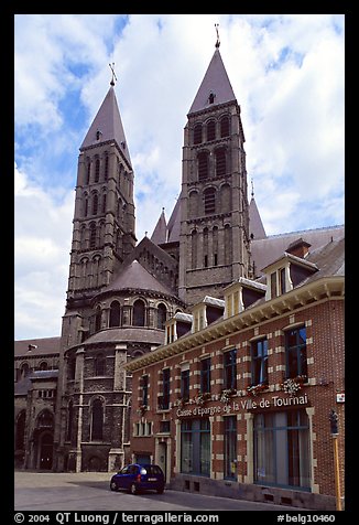 Notre Dame Cathedral, in romanesque style. Tournai, Belgium (color)