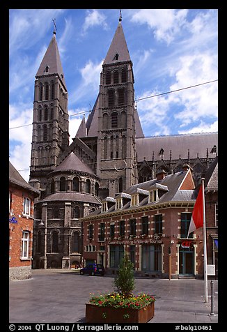 Notre Dame Cathedral, completed in the 12th century. Tournai, Belgium (color)