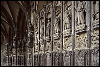 Carvings outside of Notre Dame Cathedral. Tournai, Belgium