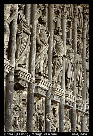 Carvings outside of Notre Dame Cathedral. Tournai, Belgium (color)