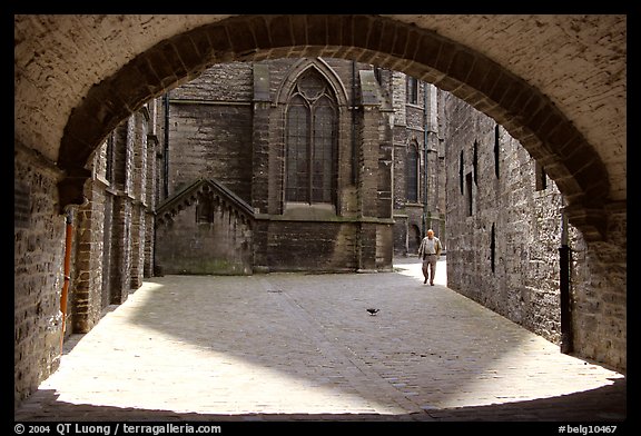 Arch ouside Notre Dame Cathedral. Tournai, Belgium