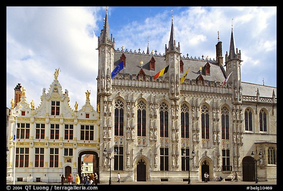 Stadhuis, Belgium's oldest town hall. Bruges, Belgium (color)