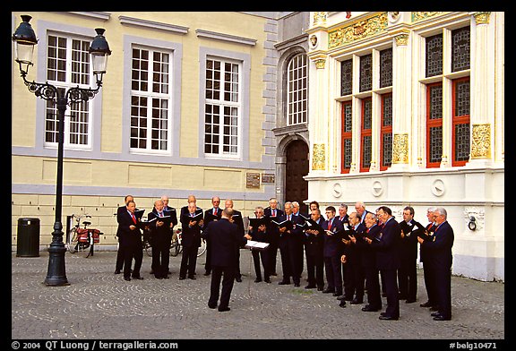 Choir singing on the Burg. Bruges, Belgium (color)