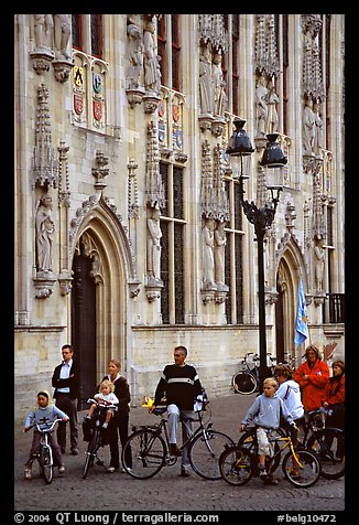 People standing on the Burg, in front of the Stadhuis. Bruges, Belgium