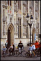 People standing on the Burg, in front of the Stadhuis. Bruges, Belgium
