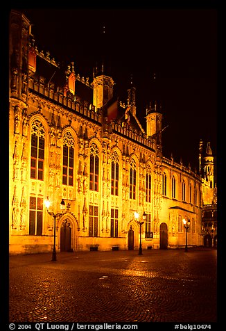 The Burg by night. Bruges, Belgium