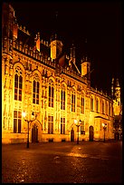 The Burg by night. Bruges, Belgium (color)