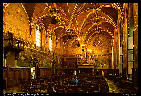 Gothic Hall of the town hall. Bruges, Belgium