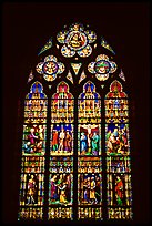 Glass stained window in the Basilica of Holy Blood. Bruges, Belgium (color)