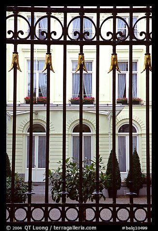 Palace and forged metal gates. Bruges, Belgium (color)