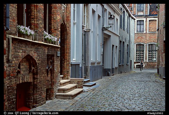 Coblestone street. Bruges, Belgium