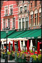 Restaurants and cafes on the Markt. Bruges, Belgium (color)