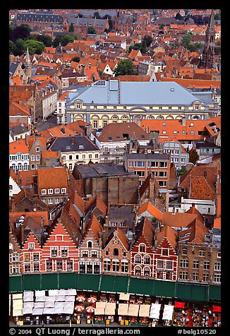 View of the town from tower of the hall. Bruges, Belgium