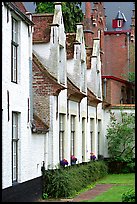 Whitewashed houses in the Beguinage. Bruges, Belgium (color)