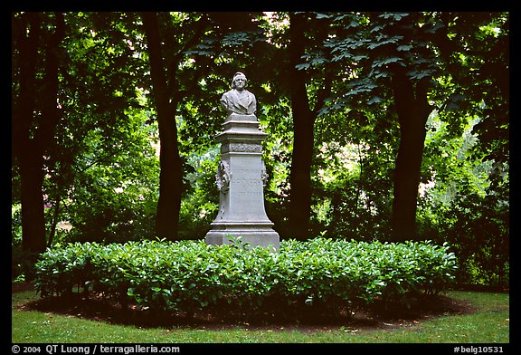 Statue in a park. Bruges, Belgium