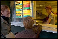 Women at a fries booth. Bruges, Belgium ( color)