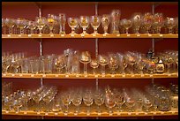 Large variety of glasses used to drink specific beers. Bruges, Belgium (color)