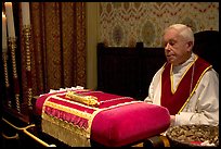 Priest and relic of Christ's blood. Bruges, Belgium