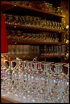 Glasses of various shapes used to drink beer. Brussels, Belgium