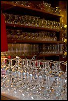 Glasses of various shapes used to drink beer. Brussels, Belgium (color)