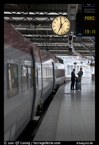 High speed train in the station. Brussels, Belgium