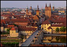 Alte Mainbrucke bridge and Neumunsterkirche church. Wurzburg, Bavaria, Germany